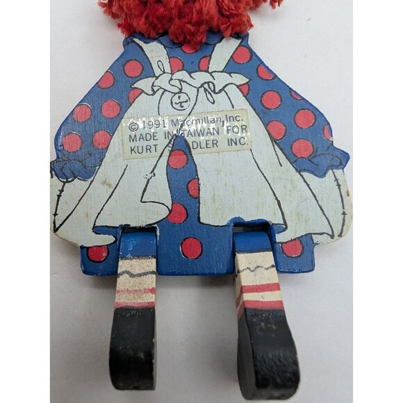 Kurt Adler Mcmillian 1991 ornament raggedy Doll wooden Xmas 4.25" Move Legs - Picture 5 of 8